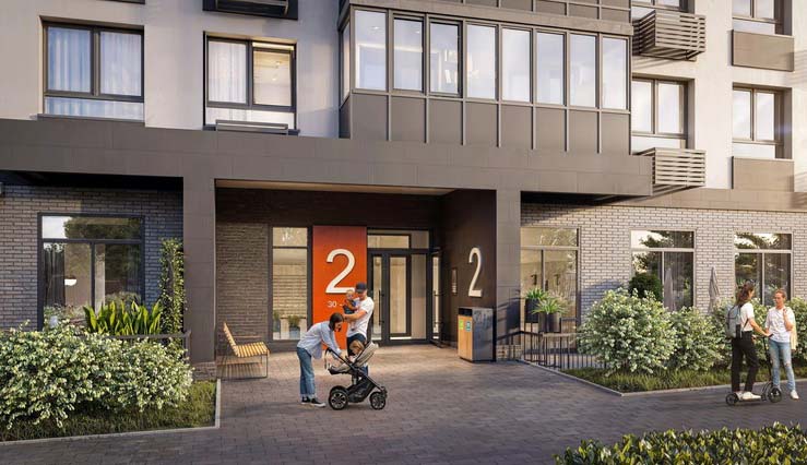 ЖК Базаева 11. Входная группа