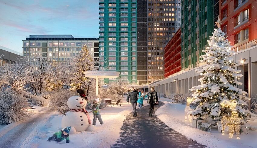 ЖК Яркий квартал Инджой. фото зимой