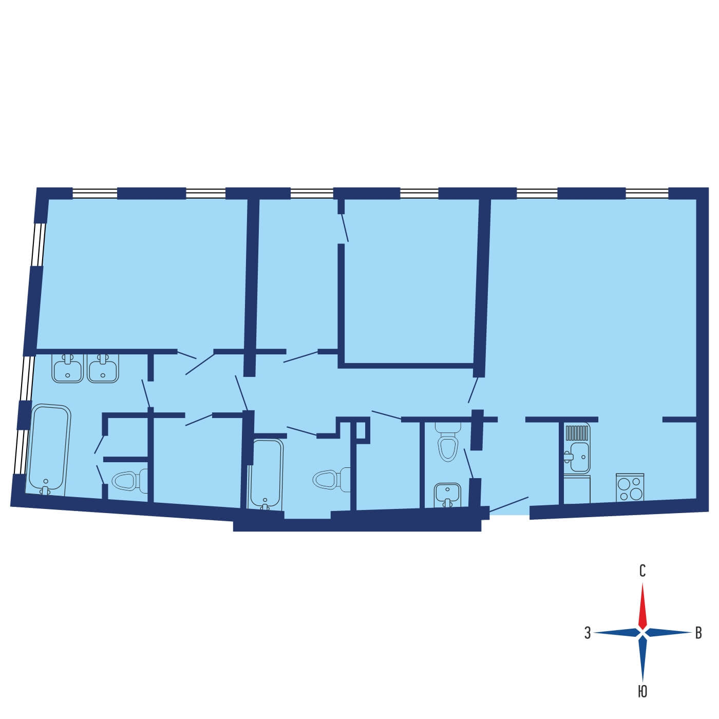 Планировка 2х комнатной квартиры 151.00м² на 2 этаже в ЖК Абрикосов