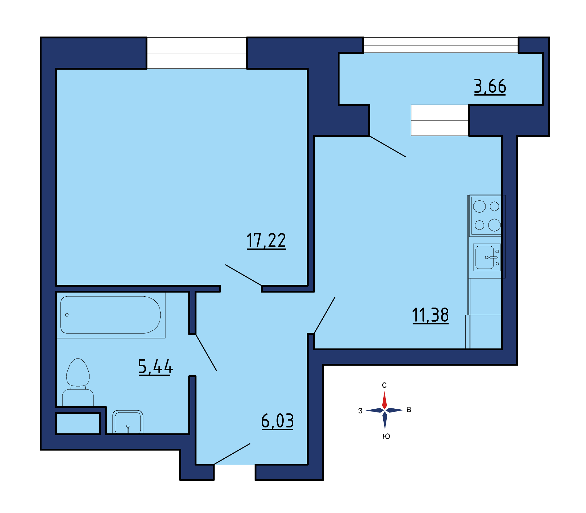 Планировка 4х комнатной квартиры 112.56м² на 11 этаже в ЖК Весна (Апрелевка)