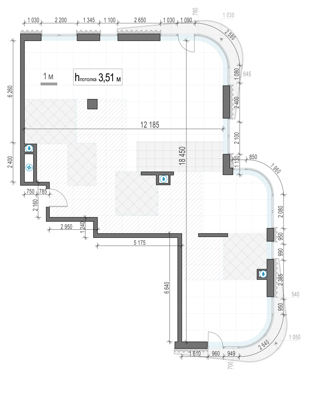 Планировка 3х комнатной квартиры 170.50м² на 2 этаже в Дом Лаврушинский