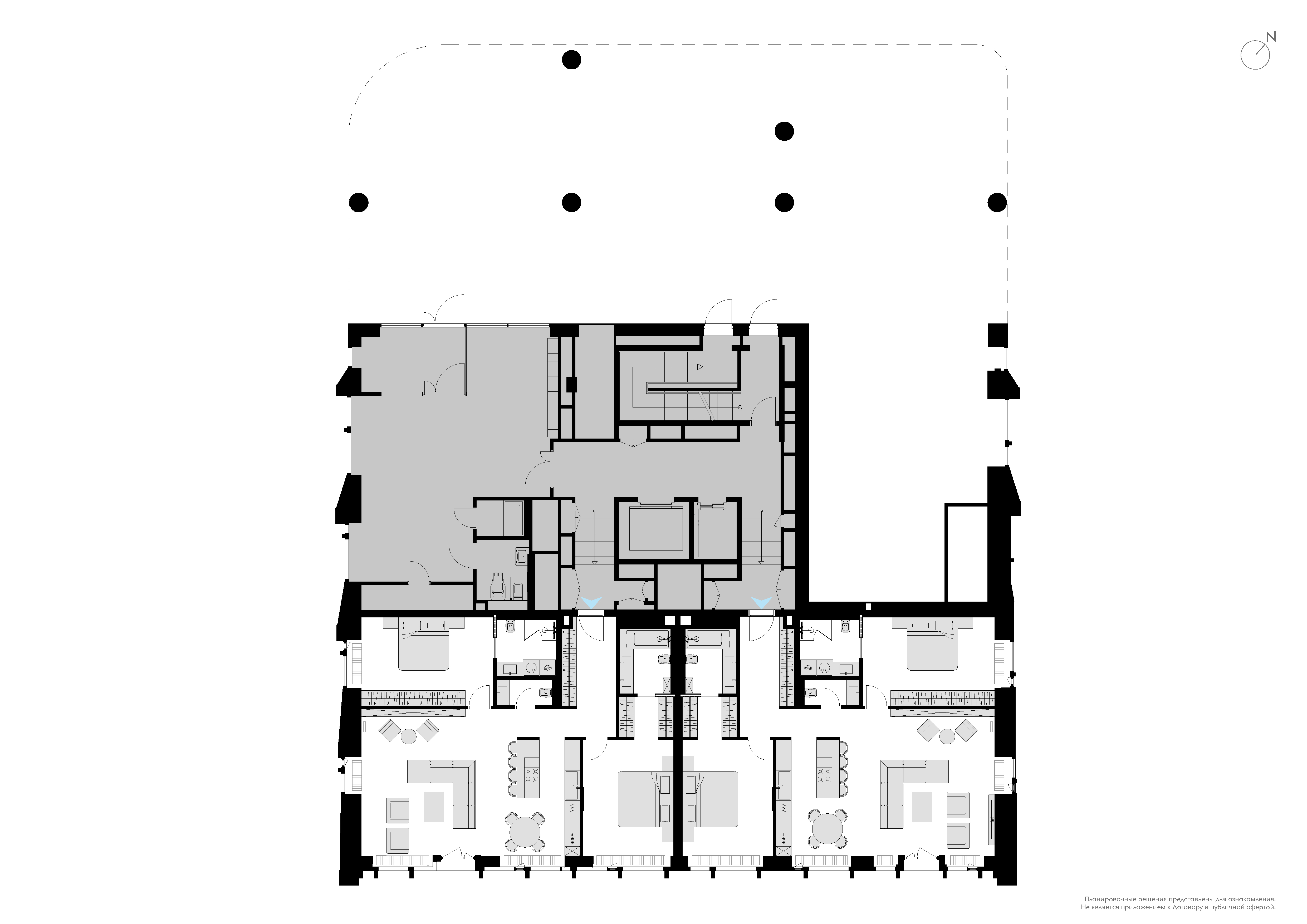 Планировка 3х комнатной квартиры 121.70м² на 1 этаже в ЖК Victory Park Residences (Виктори Парк Резиденсез, N1 Poklonka)