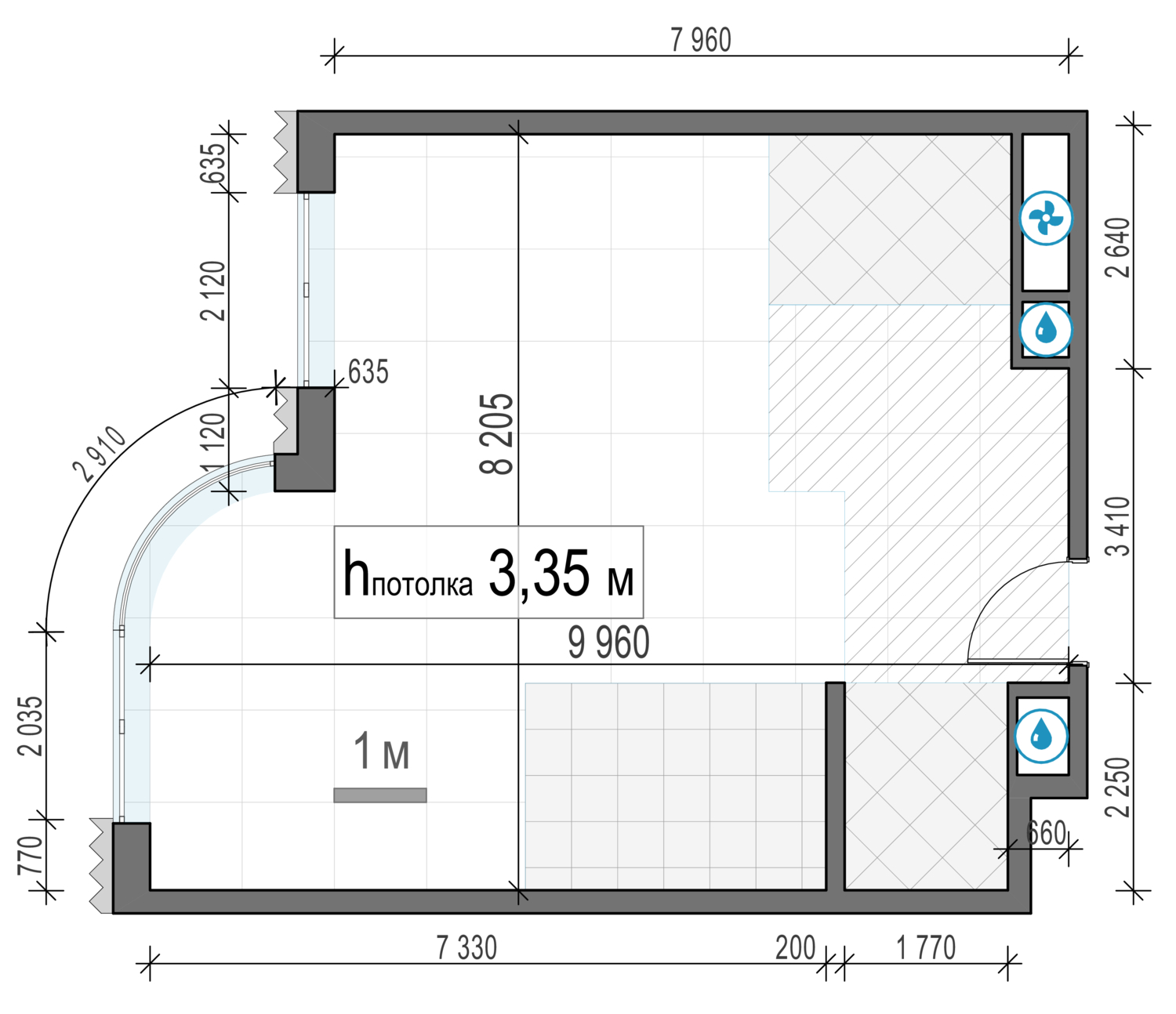 Планировка 1х комнатной квартиры 67.20м² на 5 этаже в Дом Лаврушинский